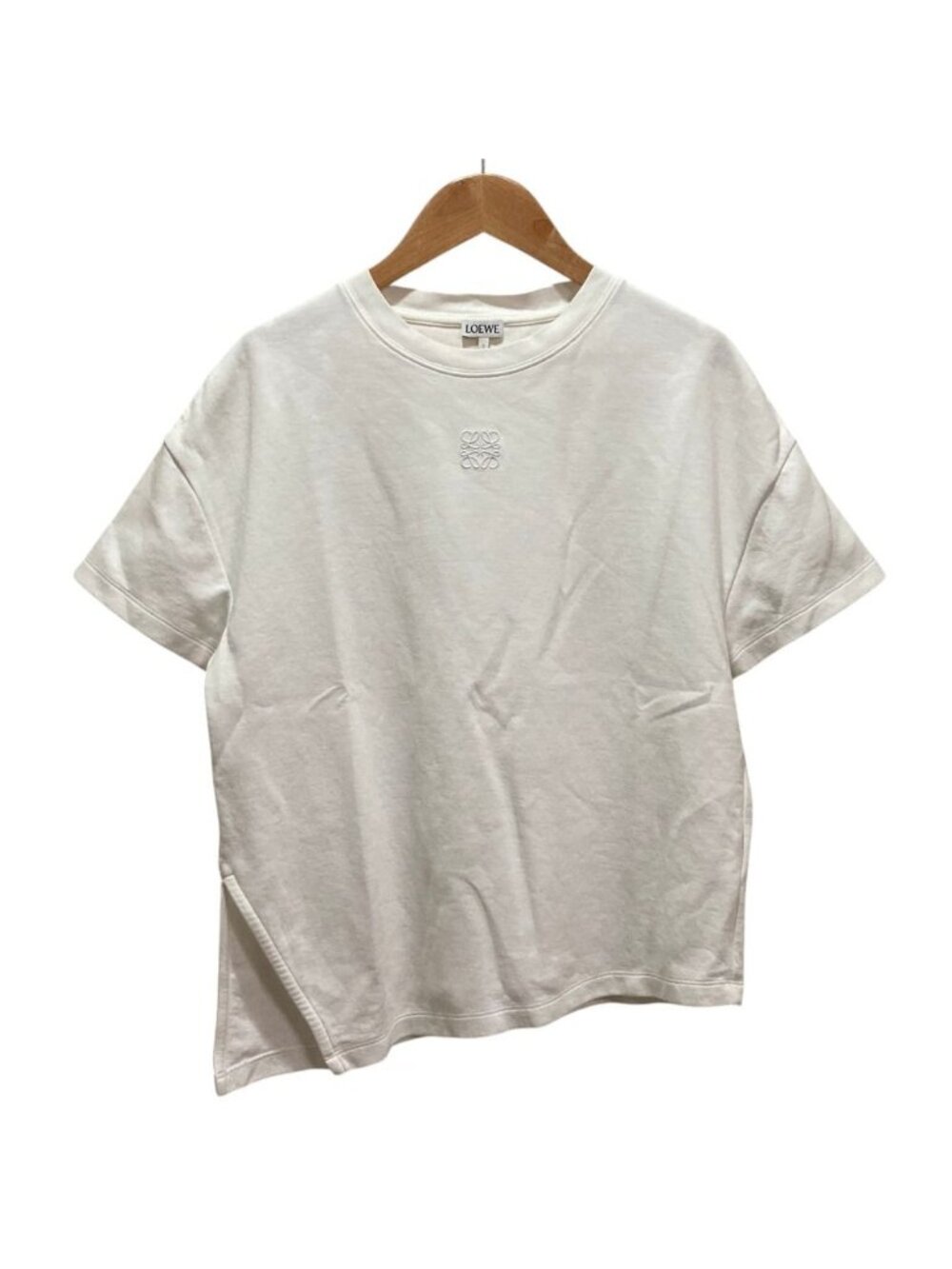 Loewe Anagram Embroidery Asymmetric Design T-Shirt White Short Sleeve XS